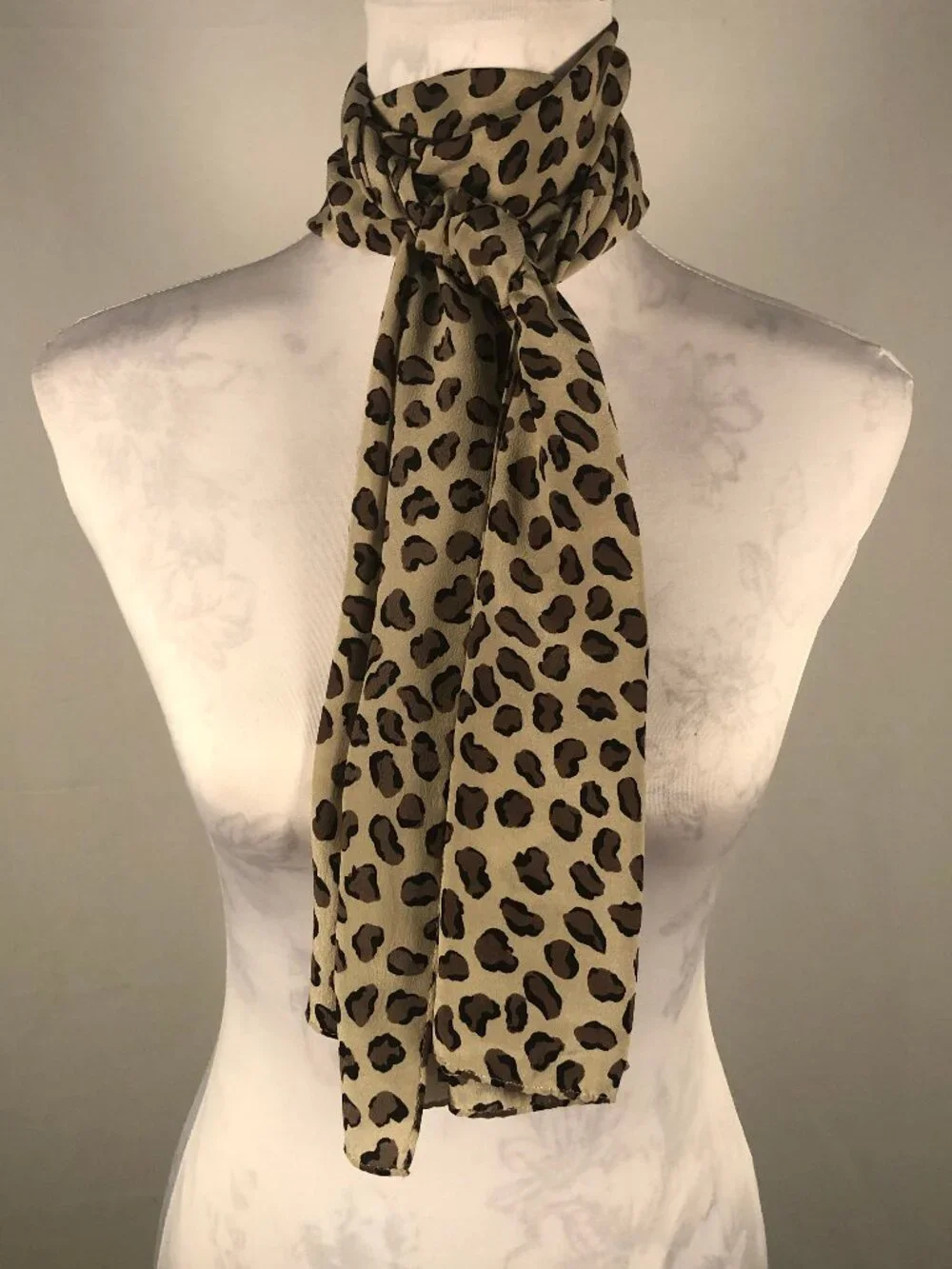 🐆 Vintage CASCA 100% Silk Leopard Print Scarf  Made in Korea | Long Rectangular